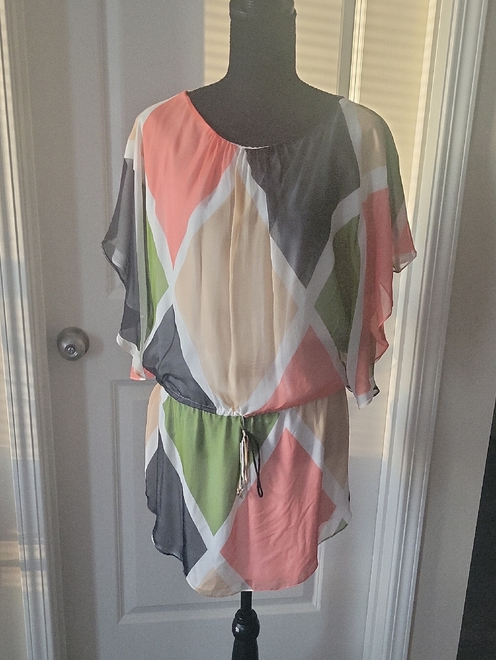 Women's Multicolor Geo Print Tunic Top - Lightweight Summer Blouse